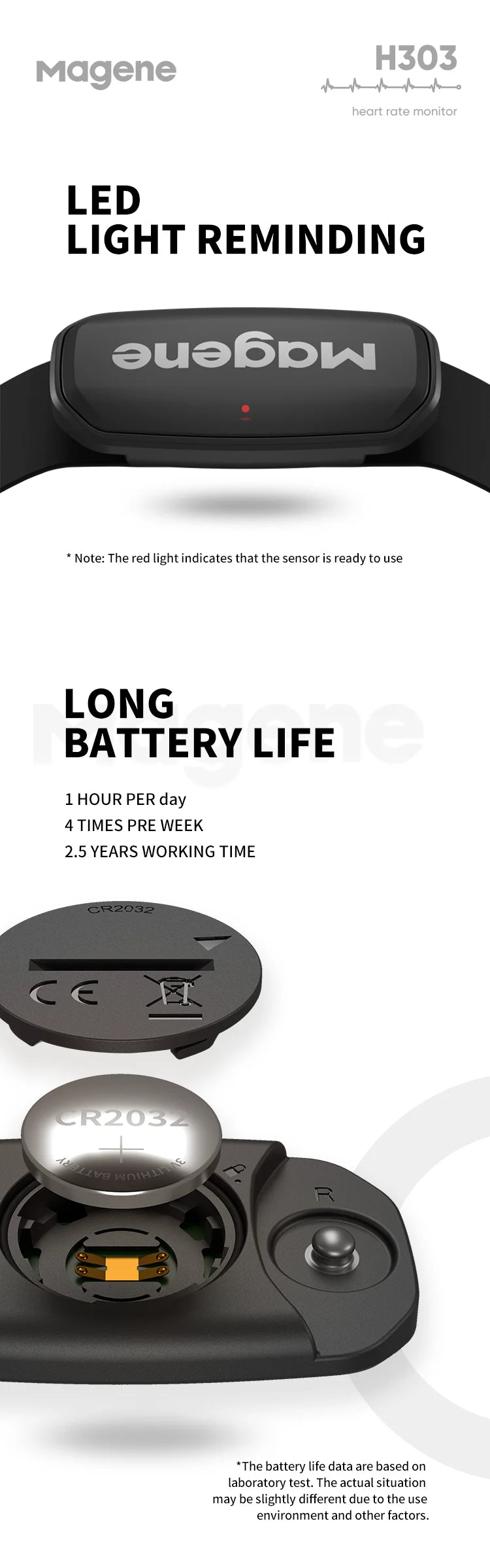 Magene H303 Heart Rate Monitor – Dual Mode Chest Strap with Bluetooth & ANT+"