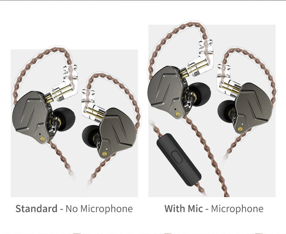 "KZ ZSN PRO Hybrid In-Ear Earphones – Metal Bass, HiFi Sound, Replaceable Cable"