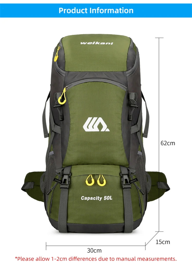 "50L Waterproof Travel Backpack – Hiking & Camping Rucksack for Men"