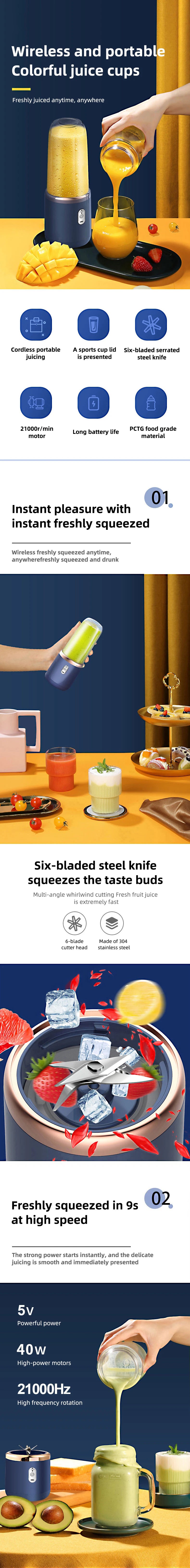 "Portable USB Blender – 400ml Smoothie Maker for Fruits & Shakes (2 Cups)"