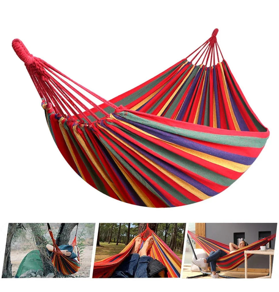 "WESTTUNE Outdoor Hammock – Durable Canvas Swing with Tree Ropes (200kg Load)"