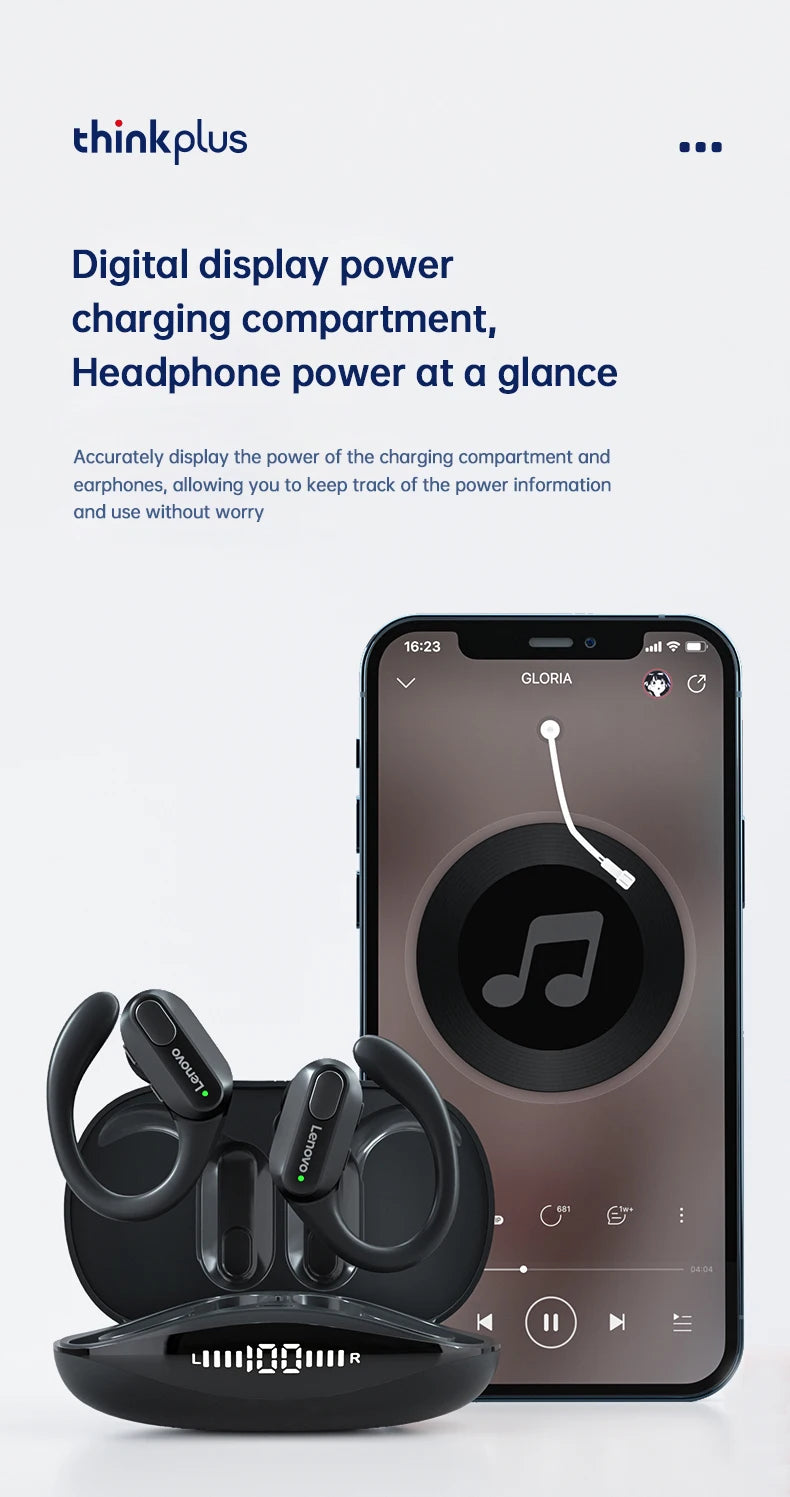 Lenovo XT80 Wireless Earbuds – Sport TWS with Mic, LED Display & HiFi Sound