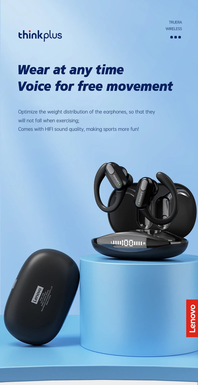Lenovo XT80 Wireless Earbuds – Sport TWS with Mic, LED Display & HiFi Sound