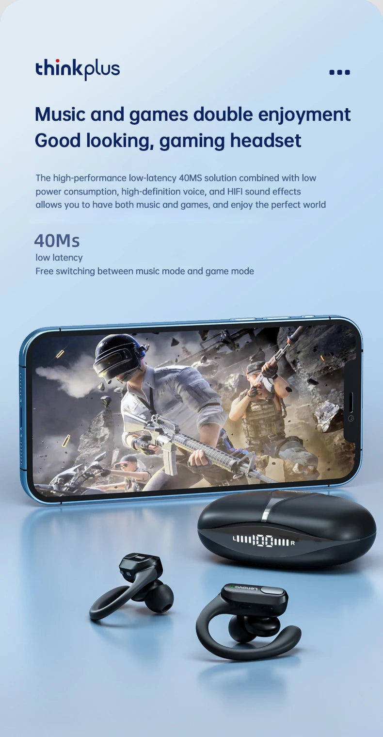 Lenovo XT80 Wireless Earbuds – Sport TWS with Mic, LED Display & HiFi Sound