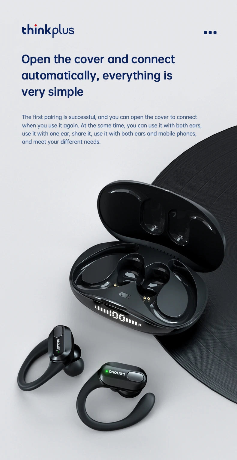 Lenovo XT80 Wireless Earbuds – Sport TWS with Mic, LED Display & HiFi Sound