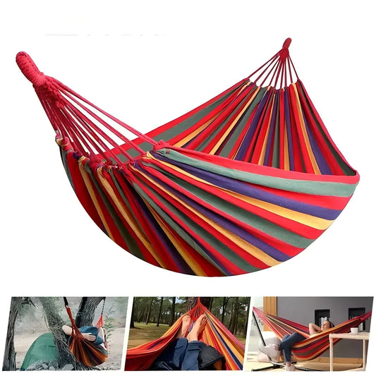 "WESTTUNE Outdoor Hammock – Durable Canvas Swing with Tree Ropes (200kg Load)"