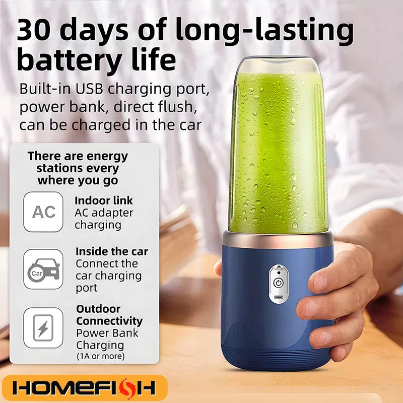 "Portable USB Blender – 400ml Smoothie Maker for Fruits & Shakes (2 Cups)"